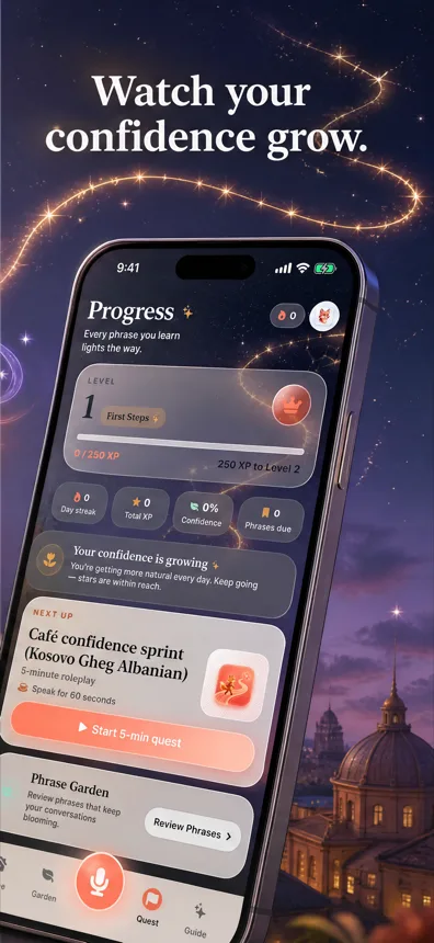 Sayla progress screen — watch your speaking confidence grow